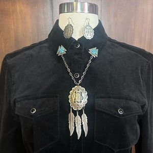 Vintage Native Collar Chain and Earrings Set